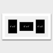 Multi Photo Frame to hold 3 4" x 6" Mixed Photos in a white frame - Multi Photo Frames